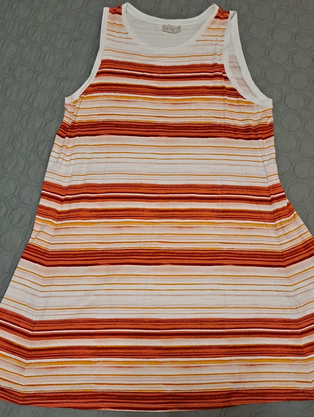 Loft Outlet Orange Striped Sleeveless Summer Dress Sz XL